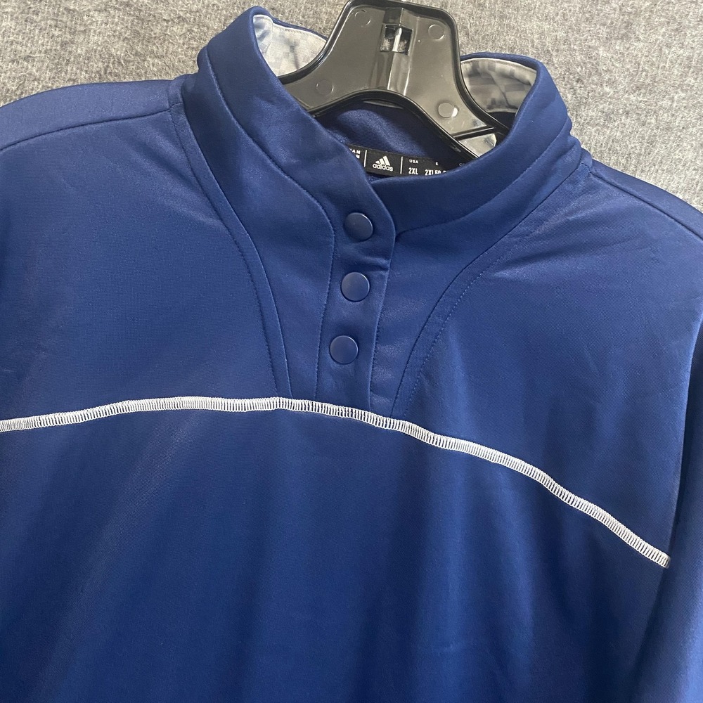 NWT Adidas Pullover Men 2XL Navy Stadium Aeroready 1/4 Snap Long Sleeve Athletic